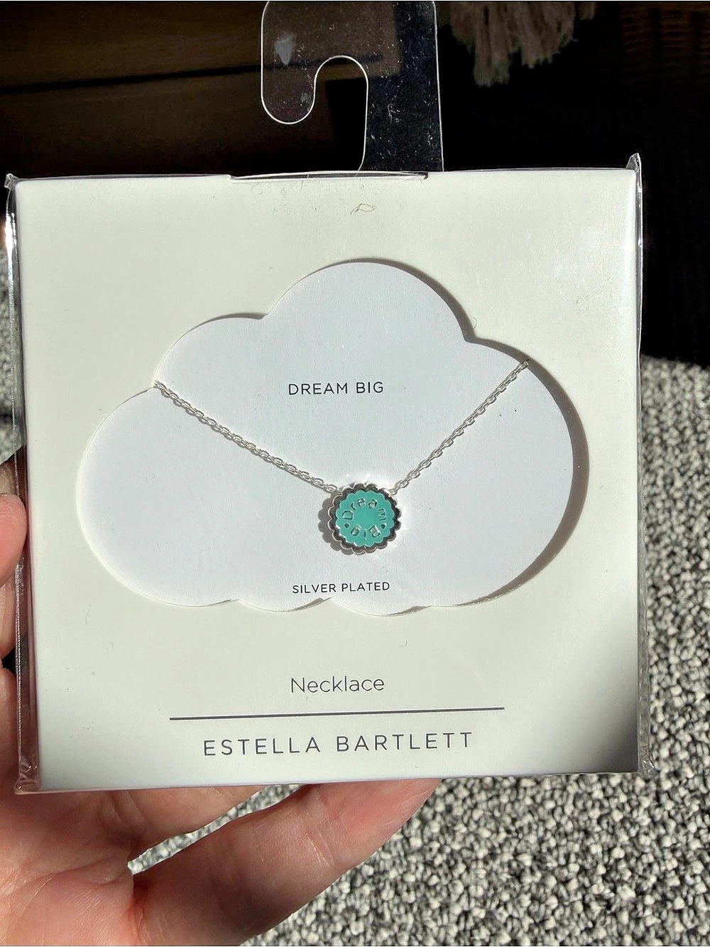 Estella Bartlett Dream Big Silver & Green Necklace NWT